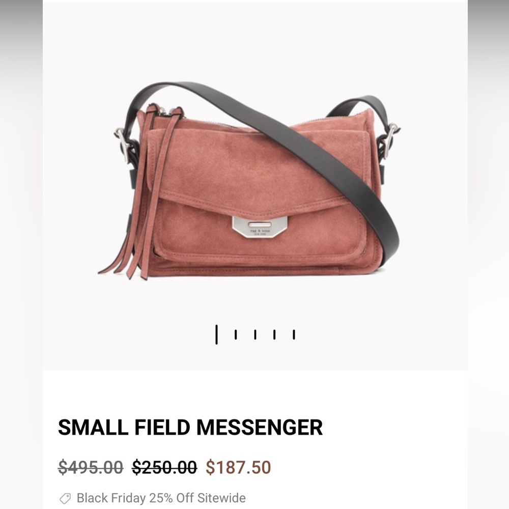 Rag & Bone small suede field messenger in mauve suede, pink dusty rose